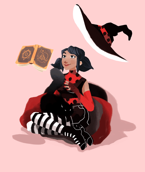 funkytoesart - Some more Witchy Marinette and her familiar...