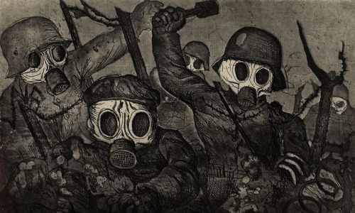 expressionism-art - Shock Troops Advance under Gas, 1924, Otto...