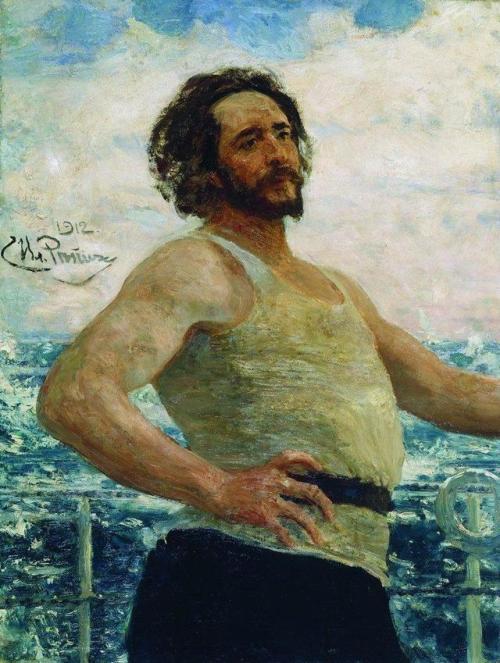 artist-repin:Portrait of writer Leonid Nikolayevich Andreyev on...