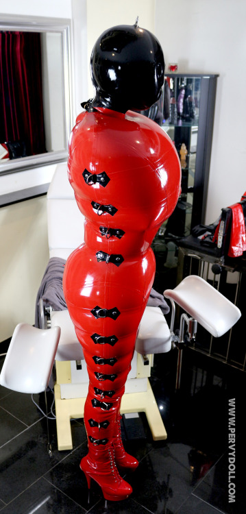 rubberdollemmalee - “Helpless inflated in the bondage catsuit,...