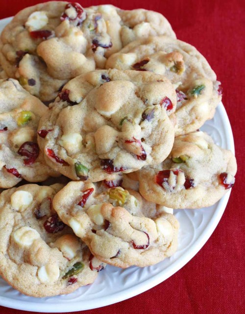 White Chocolate Cranberry/Cherry Pistachio Cookies via Daring...