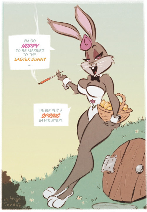 hugotendaz - Rosebud Rabbit - Hoppy Easter Bunny - Cartoony...