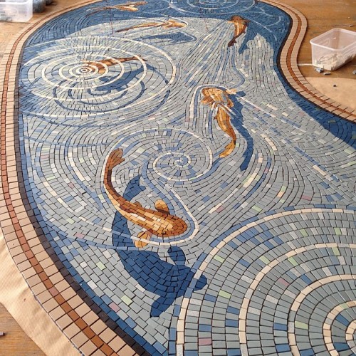 garydrostle - The new fishpond mosaic completed and ready for...