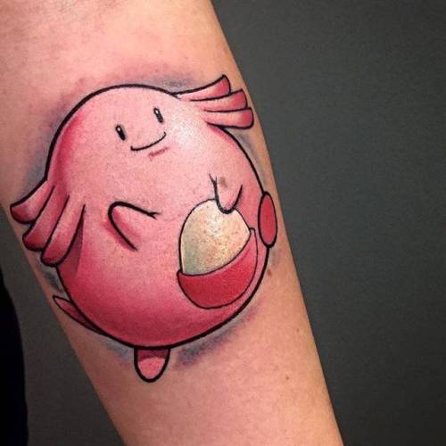 By Moay, done at 48920 Tattoo Shop, Portugalete.... pokemon characters;moay;fictional character;chansey;cartoon;facebook;twitter;video game;game;inner forearm;medium size;pokemon