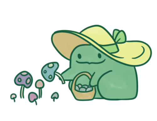 arlyis-art - character design req - draw a frog pickin’ mushrooms