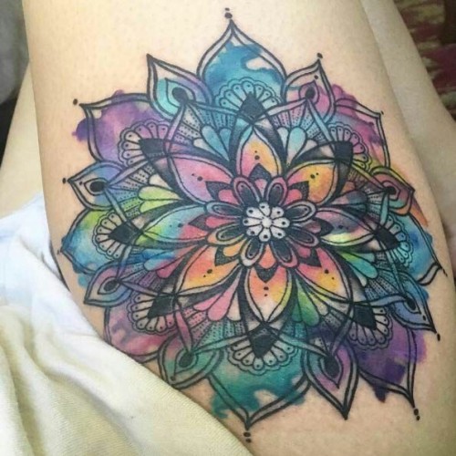 Beautiful colour Mandala tattoo