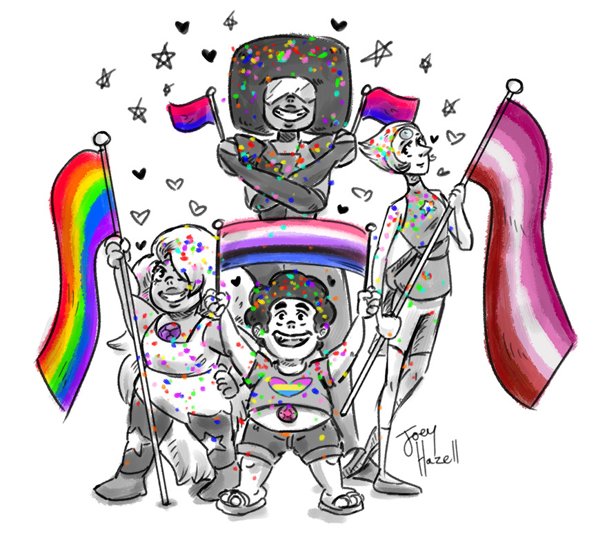 💖⭐ Crystal Gems at Pride for @theperksofbeingadirewolf !!⭐💖 (See more of my pride drawings here!