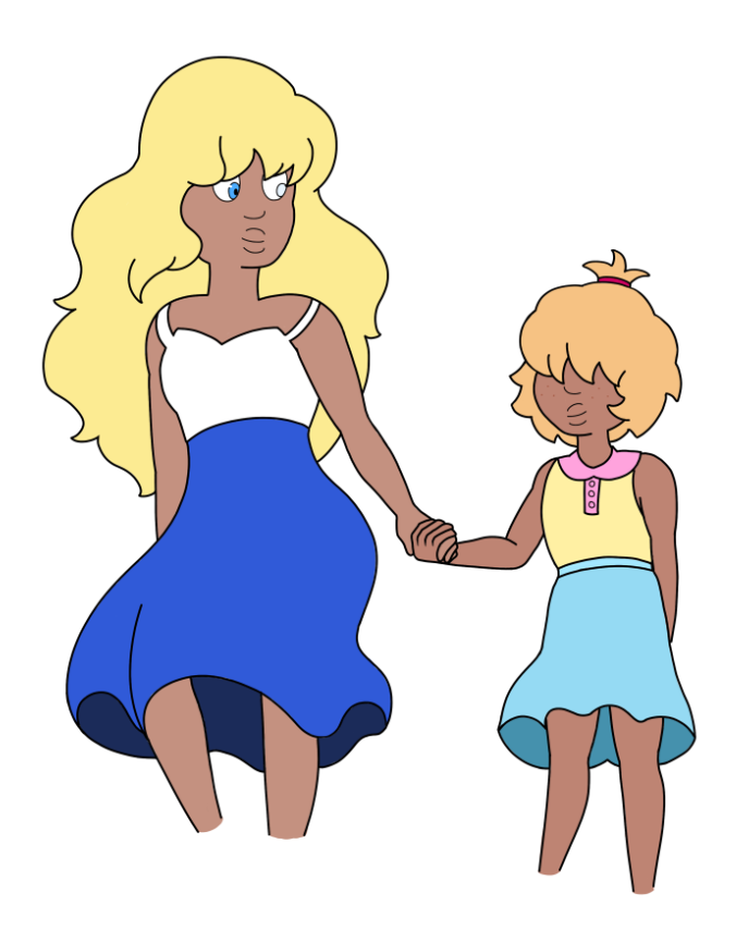 Human au Sapph and her little sister