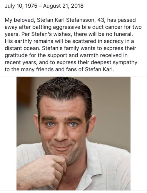 stingespoilero:He’s gone. (From Stefan’s wife’s facebook page.)