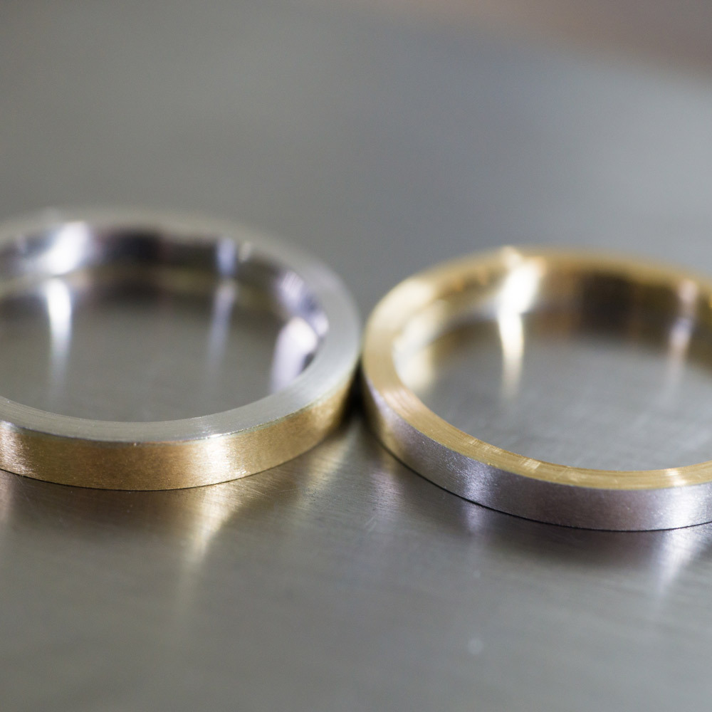 マリッジリングの制作風景　プラチナ、ゴールド、コンビリング　屋久島でつくる結婚指輪