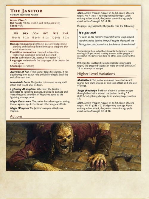 5theditionhomebrewing - The Janitor is a custom monster from...
