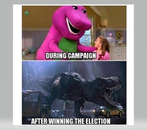 Politicians before and after elections.