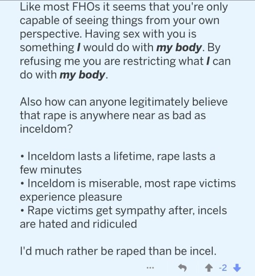a-broader–sensibility - evil-terf-hands - An incels views on rape. Women are oppressing men by not