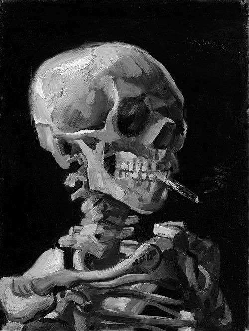 artesbw:Skull of a Skeleton with Burning CigaretteVincent...