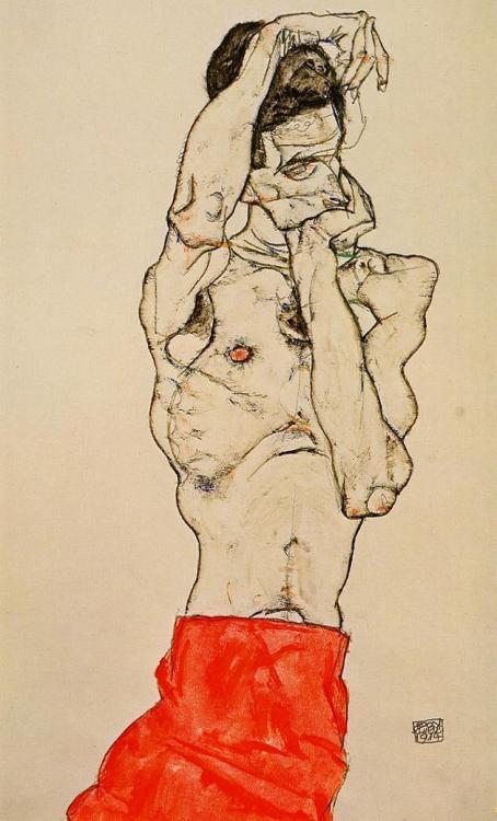 expressionism-art - Standing Male Nude with a Red Loincloth,...