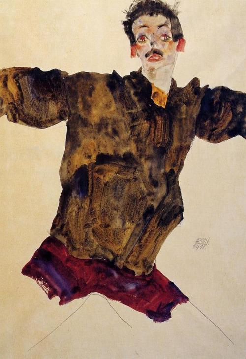 artist-schiele:Self Portrait with Outstretched Arms, Egon...