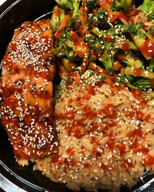 nutrition-fitness-health - Homemade soy glazed salmon w/ sauteed...