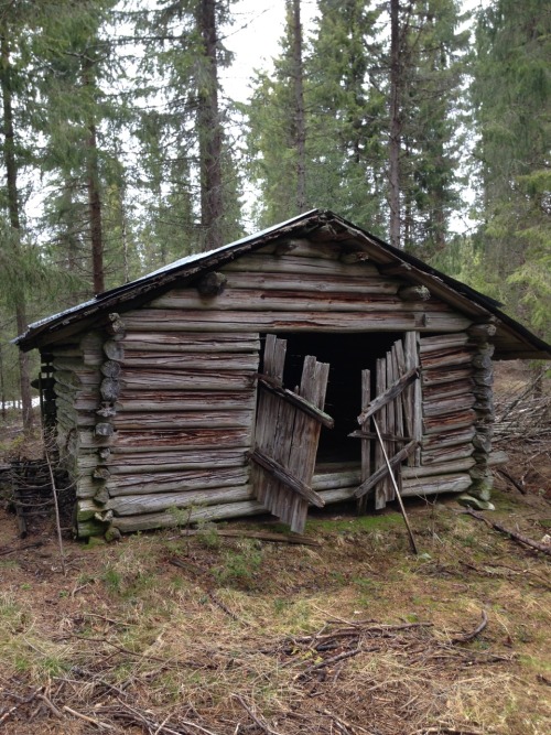 Deserted old barn in countryside Sweden.