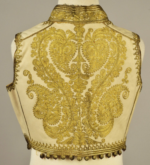fripperiesandfobs:Ottoman cape and vest, 1890′sFrom Whitaker...