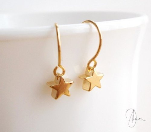 littlealienproducts - Tiny Gold Earrings byDharaJewellery