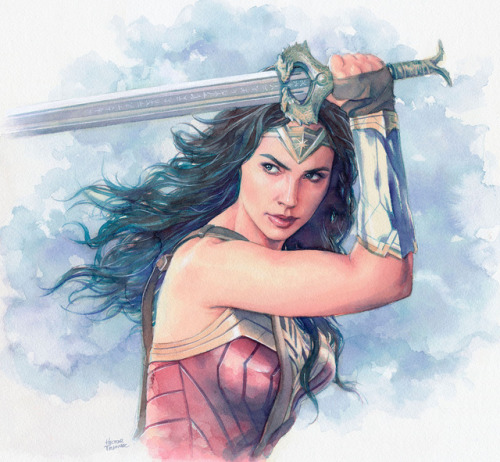 detective-comics - Wonder Woman Watercolour by Hector Trunnec