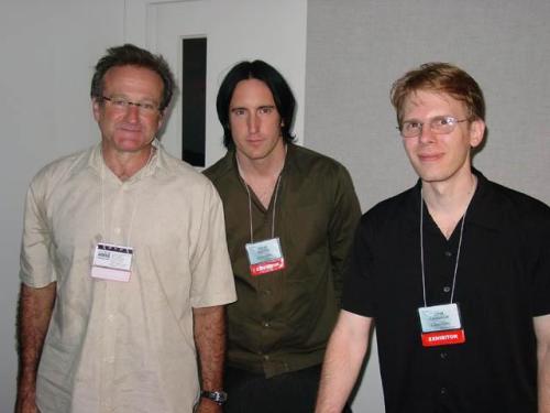 segagenesisevangelion:
“Robin Williams, Trent Reznor, and John Carmack at E3 2002.
”