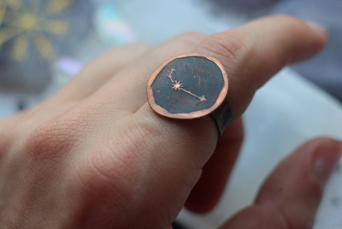 littlealienproducts - Aries constellation copper handmade ring by...