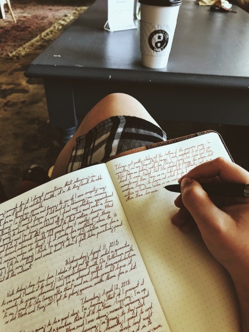 bookmarksandbrushpens - Writing in my lap at my local coffee...
