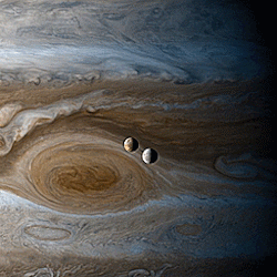 1st-1 - Timelapse of Europa & Io orbiting Jupiter, shot from Cassini during its flyby of Jupiter
