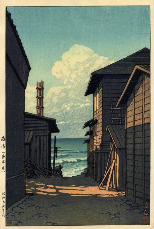 forevernoon:Kawase Hasui - Plage d'Iso, préfecture d'Ibaraki,...