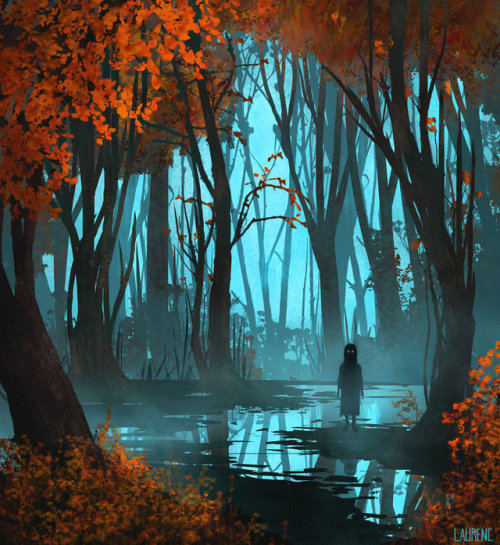 deviantart:A blue mist hangs above the forested mire, creating...