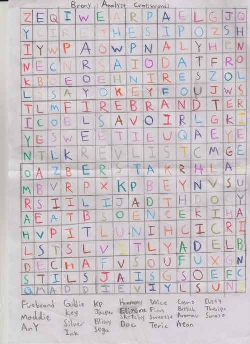 ilovegamesandtoons - I made this Brony Analyst crossword! Find...