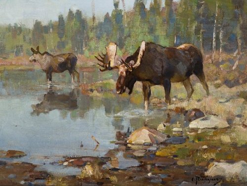 geritsel - Carl Rungius - wildlife paintings with lotsa moose