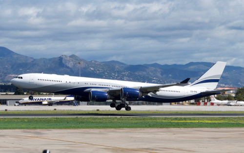 HiFly Airbus A340-500 rare landing at Malaga