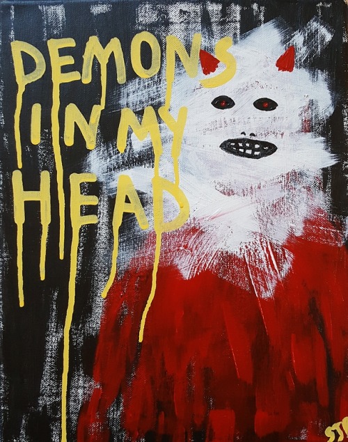 creativedelirium - “demons in my head,” acrylic on canvas,...