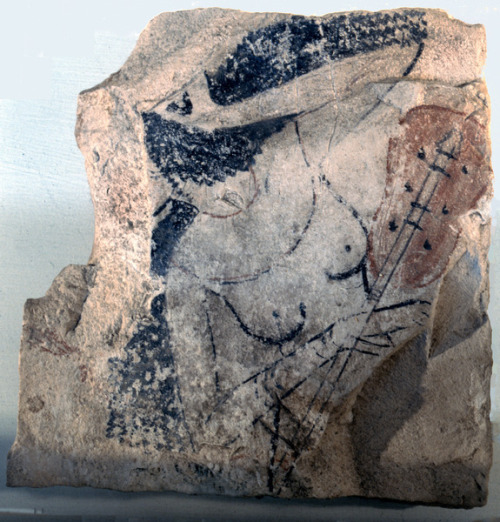 grandegyptianmuseum - The Lady with a Lute - Ostraconof an...