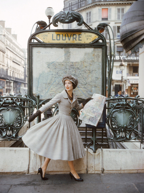 wehadfacesthen - Model wearing an afternoon dress by Christian...