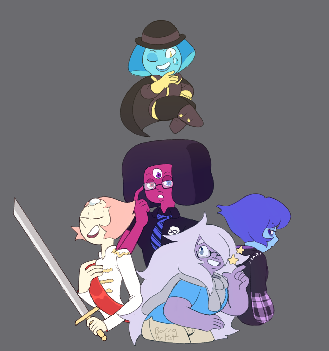 A series with 3 semi-paternal characters that aren’t quite human and more beings of that nature and their powers revealed? which show was that again? Fyi its the sides shapeshifted into the SU gems...