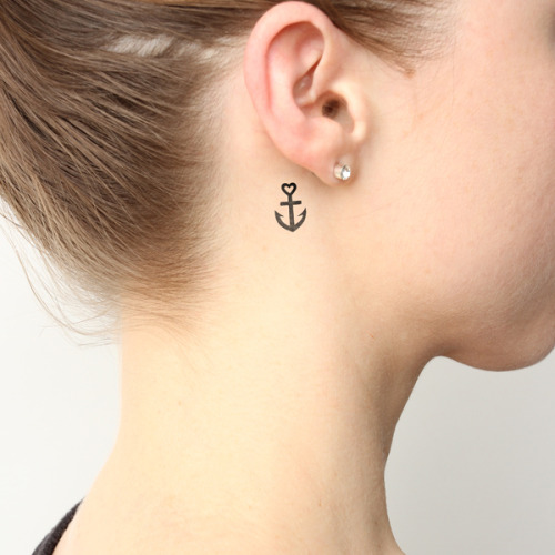 Small anchor tattoo behind the right ear. >>> Buy here...