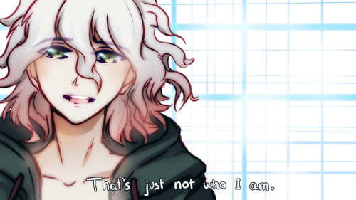 Redraw of the scene from Komaeda Nagito and World Destroyer,...