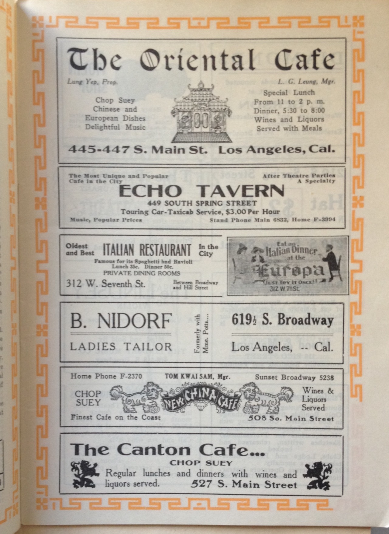 Where to eat in downtown L.A. in 1910.