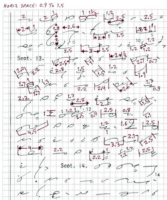 A geeky way to study shorthand: Photocopy some nicely written shorthand onto graph paper and measure the proportions. It won’t help you to write better shorthand but it makes the time go by during those boring late afternoon hours at work.