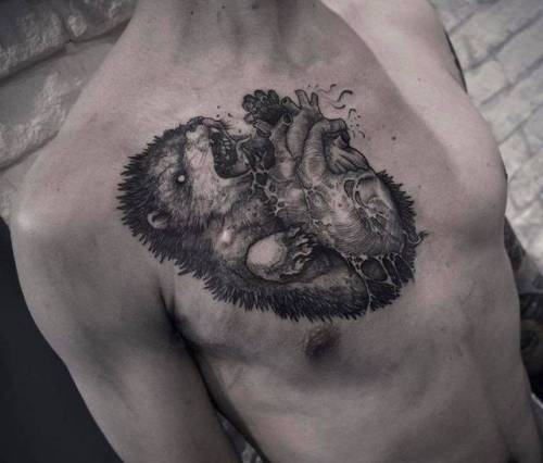 By Grindesign · Róbert Borbás, done at Rooklet INK, Budapest.... horror;anatomy;heart;big;chest;love;facebook;blackwork;twitter;grindesign robert borbas;anatomical heart;illustrative