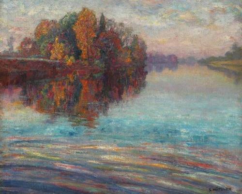 impressionism-art - Sunset Effect on the Lake (?)Samuel...