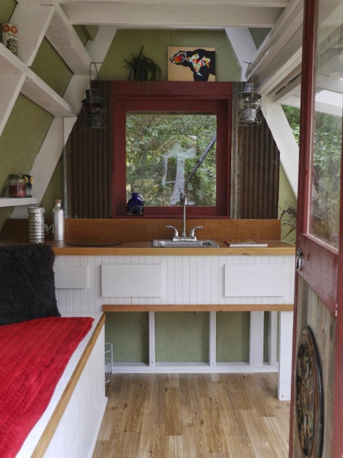 smallandtinyhomeideas - transforming A-frame cabin plans | via...
