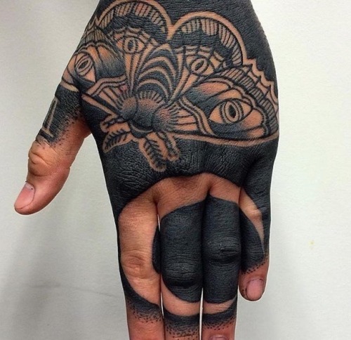 tattoos-org - Moth Hand TattooArtist - Parloir Holla