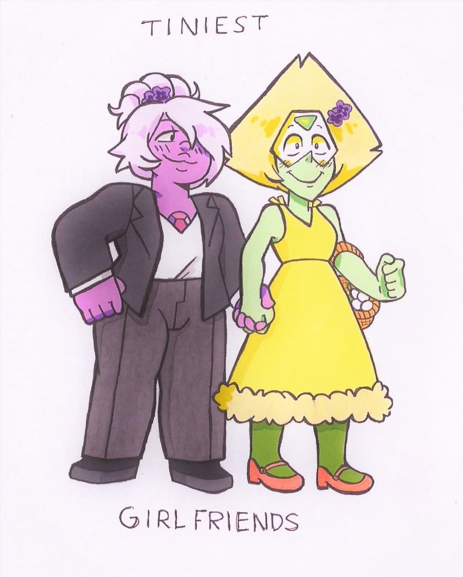 I need to make sure I post this here before I forget about it- I REFUSE TO DRAW PERIDOT’S UGLI ASS SHOES SO I CHANGED THEM DAIKDGJIKDGSDGDG (it kinda looks like she’s carrying eggs instead of...