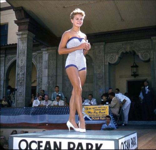 westside-historic:The Miss Bay Beach pageant in 1956 at the...