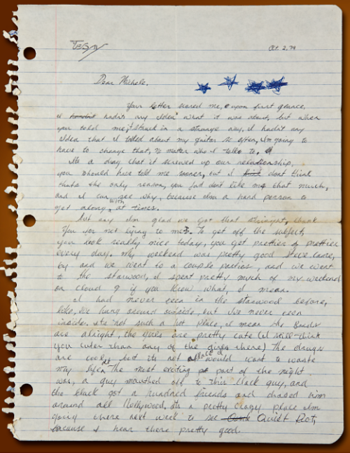 saulie-hudson:A letter Slash wrote to his girlfriend (he was...