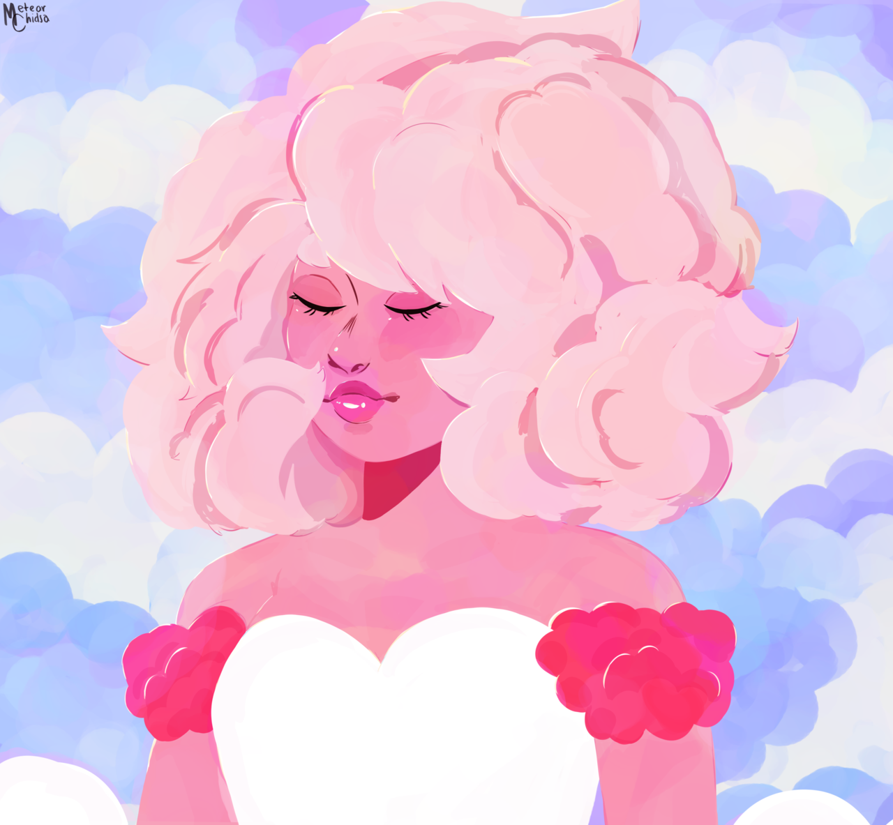 Trying a different painting style with Pink, I would love to see her with a big fluffy dress.